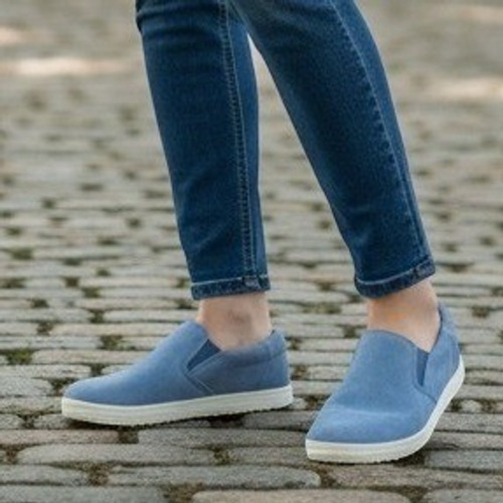 Birkenstock Oswego Slip On Size Women 7 Men's 5 Blue New Suede Comfort Sneakers